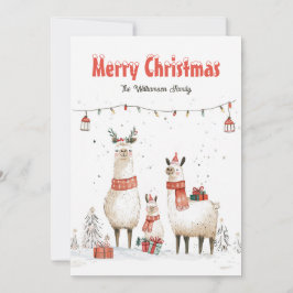 Llama-familjen med 3 julkort för Helgdag