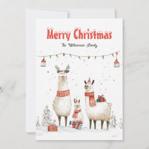 Llama-familjen med 3 julkort för Helgdag