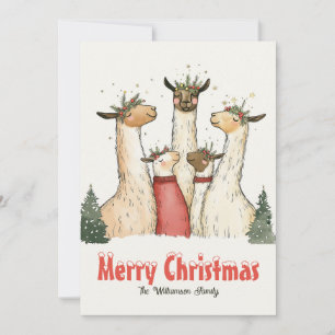 Llama-familjen med 5 julkort Helgdag