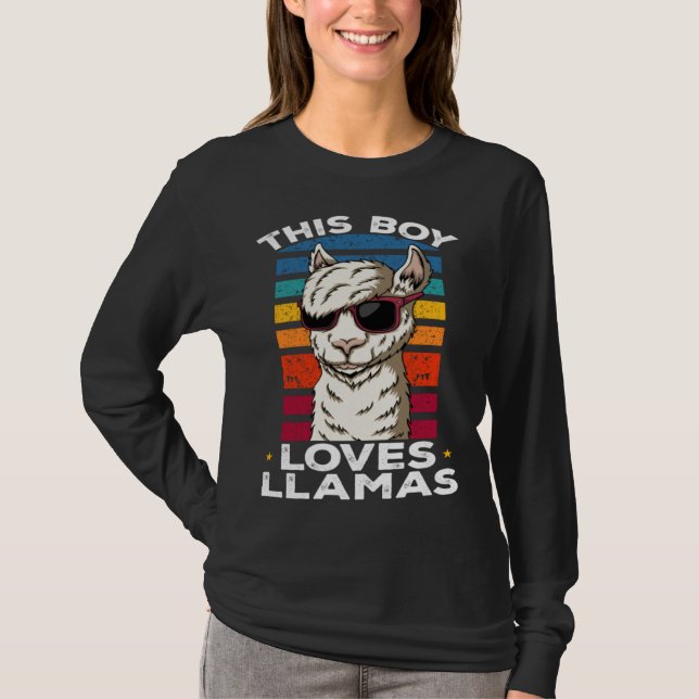 Llama Farm Animals This Boy loves Llamas T Shirt (Framsida)