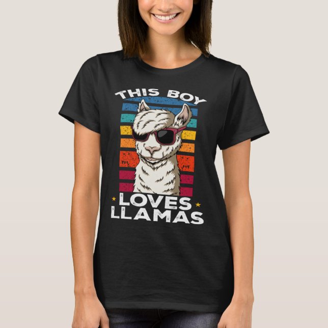 Llama Farm Animals This Boy loves Llamas T Shirt (Framsida)