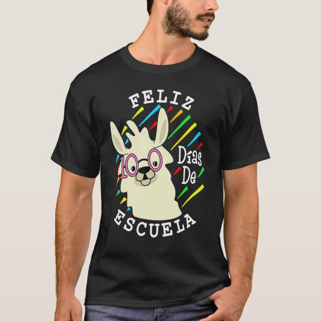 Llama Feliz 100 Dias De Escuela 100 Days Of School T Shirt (Framsida)