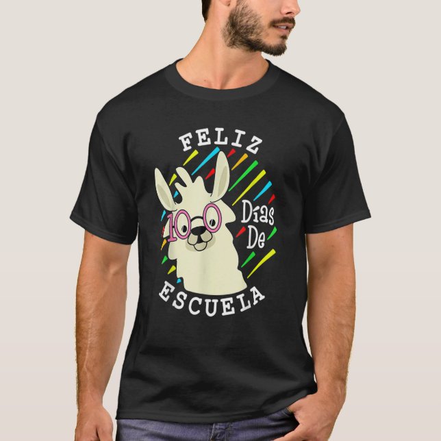 Llama Feliz 100 Dias De Escuela 100 Days Of School T Shirt (Framsida)