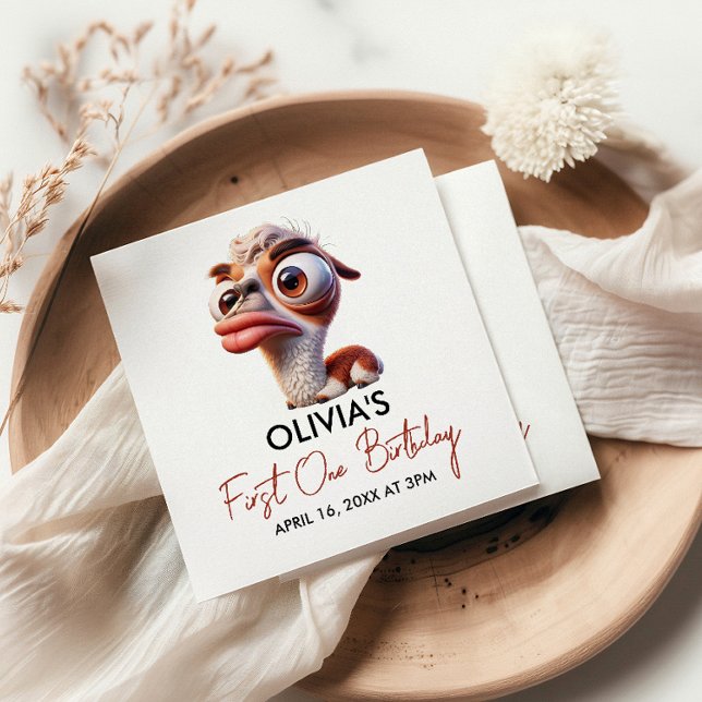 Llama Fiesta Funny Caricature 1:a födelsedagen Pappersservett (Skapare uppladdad)