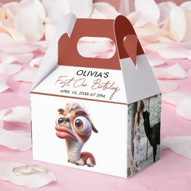 Llama Fiesta Funny Caricature 1:a födelsedagen Presentaskar (Bröllop)