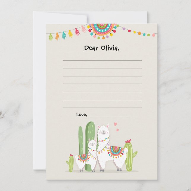 Llama Fiesta Mexican Guestbook Card Time Capsule Kort (Framsida)