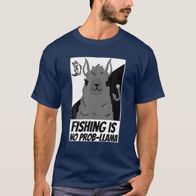 Llama Fisherman Llama Älskare T Shirt (Framsida)
