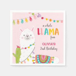 Llama-födelsedag Pappra Napkins Alpaca Fiesta Cact Pappersservett
