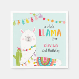 Llama-födelsedag Pappra Napkins Alpaca Fiesta Cact Pappersservett