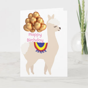 Llama-födelsedagen, födelsedagsballonger kort
