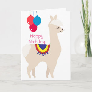 Llama-födelsedagen, födelsedagsballonger kort