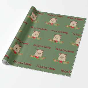 Llama för Fa-LaLa på grönt Presentpapper