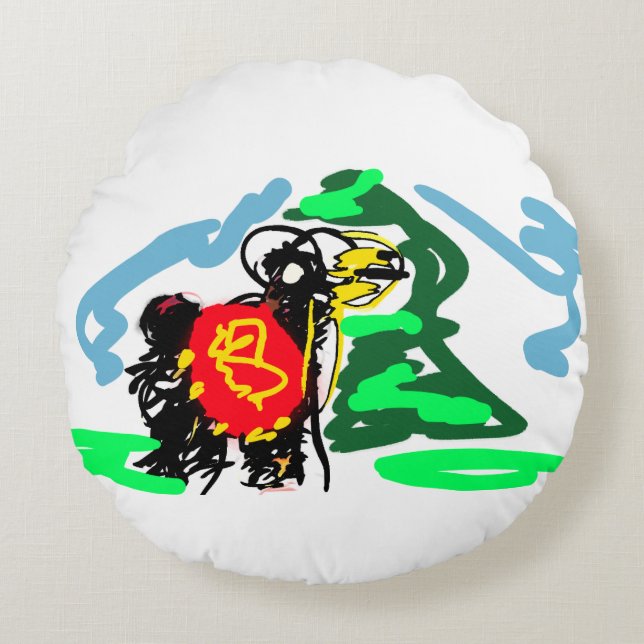 Llama  fun   rund kudde (Framsidan)