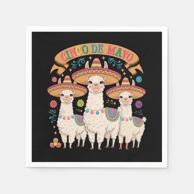 Llama Funny Cinco De Mayo Fiesta Party Pappersservett (Framsidan)