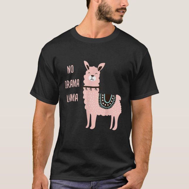 Llama Funny No Drama Llama Älskare Gift T Shirt (Framsida)