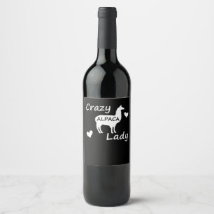 Llama Gift Cray Alpaca Dam Vinflaska Etikett