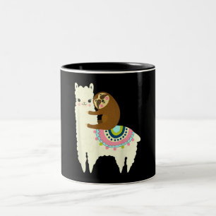 Llama Gift Cute Llama & Sloth, bästa vänner Två-Tonad Mugg