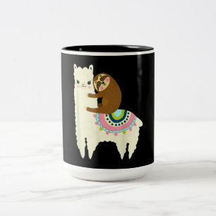 Llama Gift Cute Llama & Sloth, bästa vänner Två-Tonad Mugg