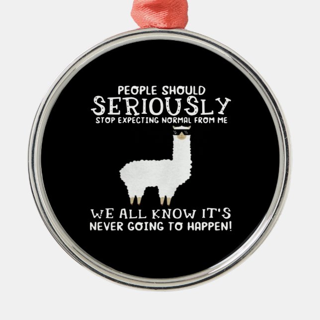 Llama Gift | Personer bör ta detta på allvar Julgransprydnad Metall (Framsidan)