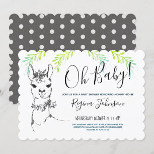 Llama Girl Baby Shower Inbjudningar