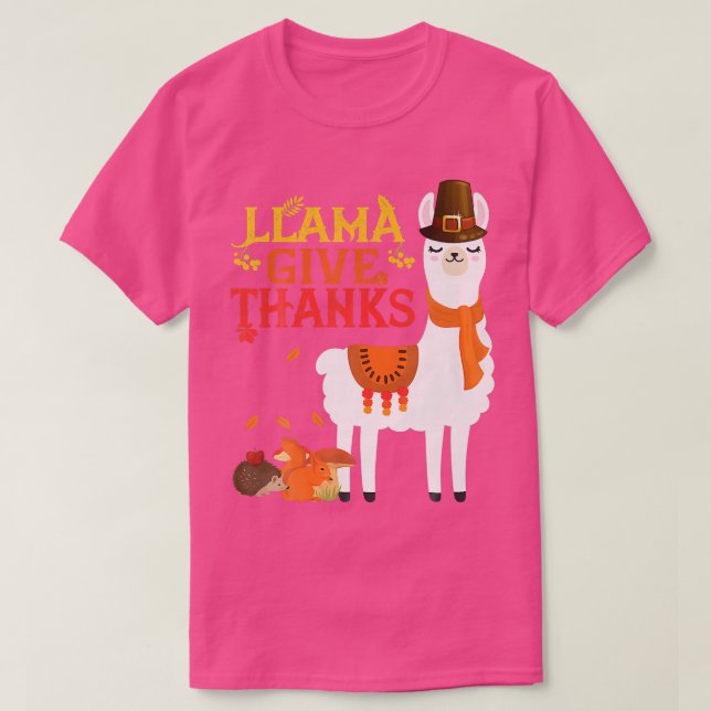 Llama Give Thanks Funny Llama Pilgrim thanksgiving T Shirt (Design framsida)