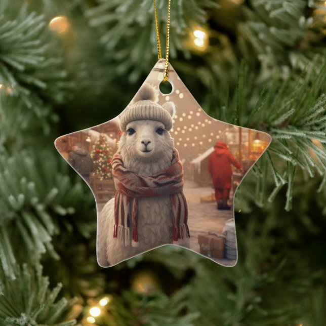 Llama God jul Ornament, Djurälskare Gift Julgransprydnad Keramik (Träd)