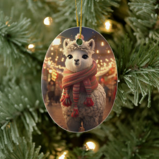 Llama God jul Ornament, Djurälskare Gift Julgransprydnad Keramik