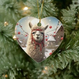 Llama God jul Ornament, Djurälskare Gift Julgransprydnad Keramik