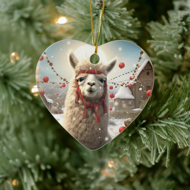 Llama God jul Ornament, Djurälskare Gift Julgransprydnad Keramik (Träd)