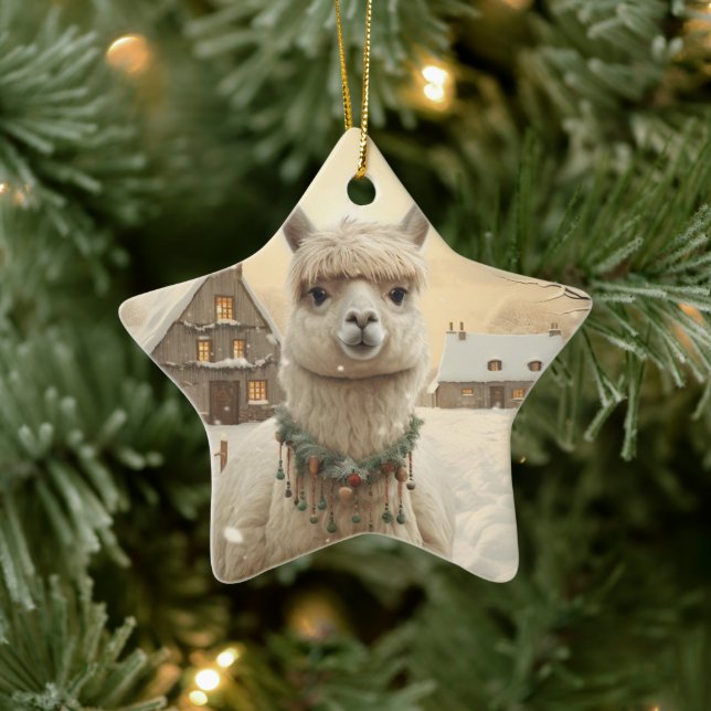Llama God jul Ornament, Djurälskare Gift Julgransprydnad Keramik (Träd)