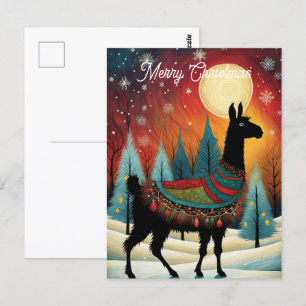 Llama Gräs Träd jul Helgdag Vykort