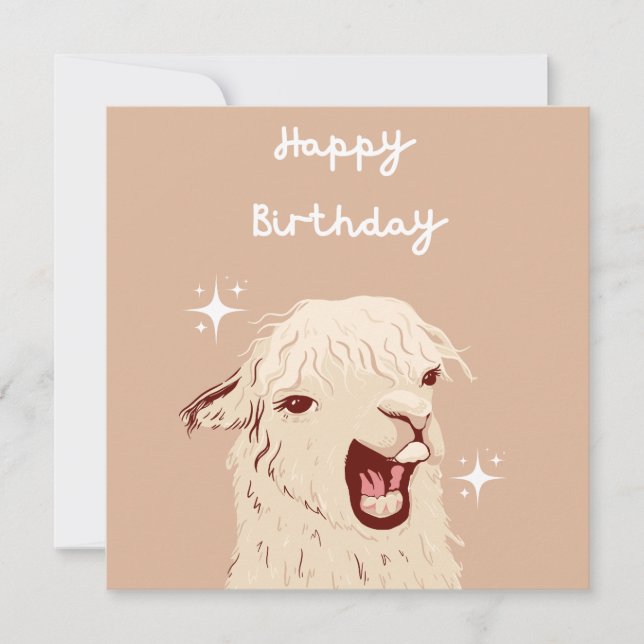 Llama Grattis på födelsedagen Kort (Framsida)