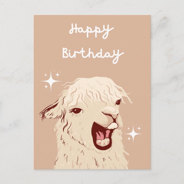 Llama Grattis på födelsedagen Vykort (Framsida)