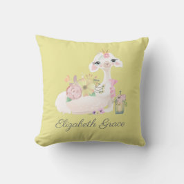 Llama Gult och White med Flowers Baby Kudde