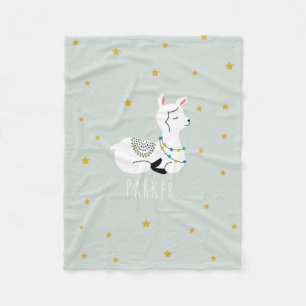 Llama-Gulten Stars Blue Fleece Blanket