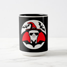 Llama Halloween Witch Hat Bats Cool Animal Party Två-Tonad Mugg