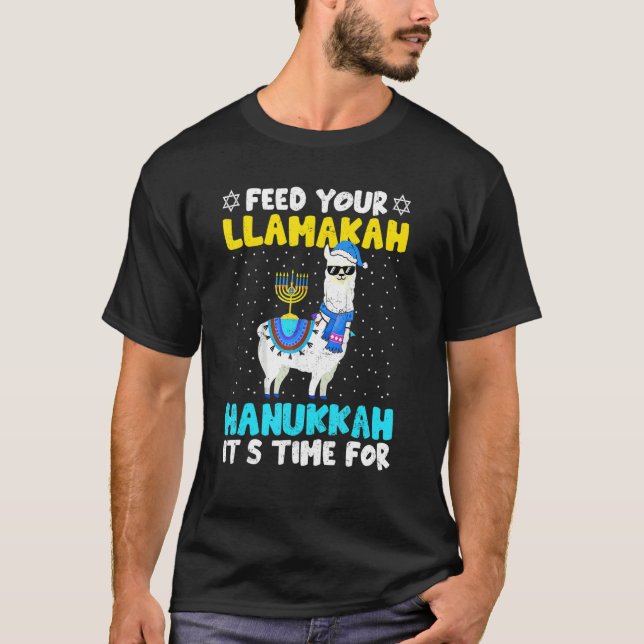 Llama Hanukkah Costume Alpaca Chanukah Feed Your L T Shirt (Framsida)