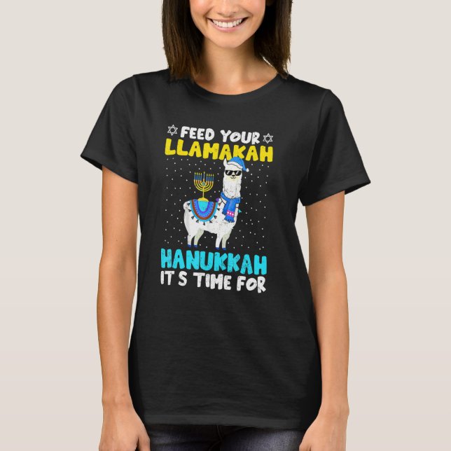 Llama Hanukkah Costume Alpaca Chanukah Feed Your L T Shirt (Framsida)