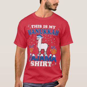 Llama Hanukkah Pajama Chanukah Menorah Funny Jewis T Shirt
