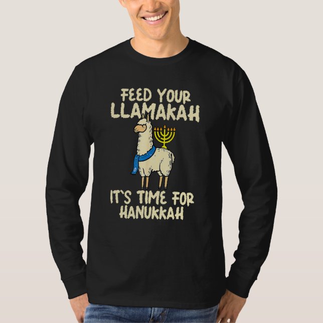 Llama Hanukkah Pajamas Chanukah Feed Your Llamakah T Shirt (Framsida)