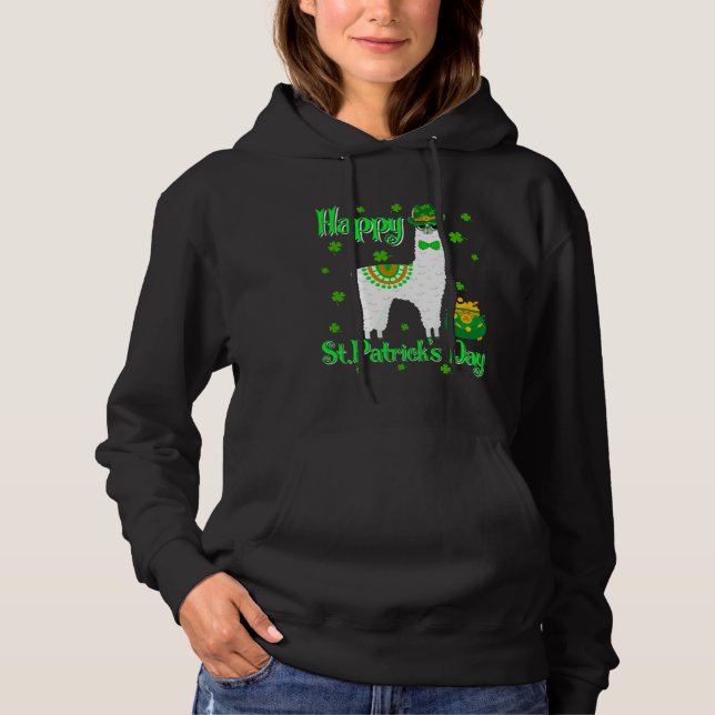 Llama Happy St Patrick s Day Irish Shamrock Lucky T Shirt (Framsida)