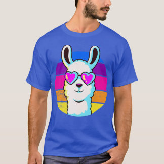 Llama Heart Glass Alpaca Llamas Älskare Kids Girls T Shirt
