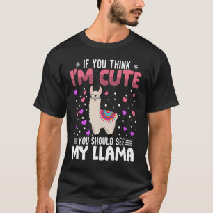 Llama Heart Valentine Day Animal for Womens Kids T Shirt