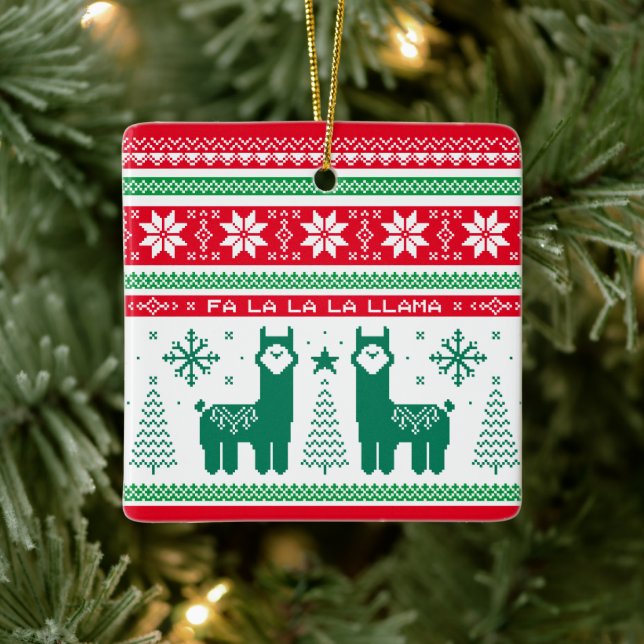 Llama Helgdag Ugly Sweater Julgransprydnad Keramik (Träd)