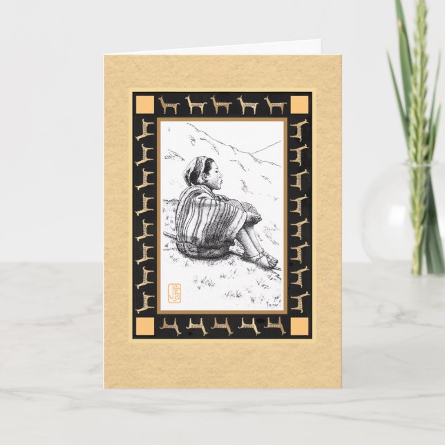 Llama Herder på Tan Blank Personalize Card Kort (Framsida)
