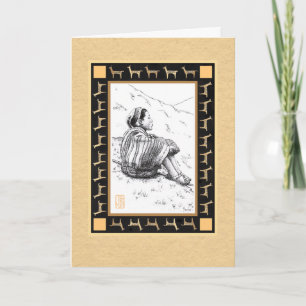 Llama Herder på Tan Blank Personalize Card Kort