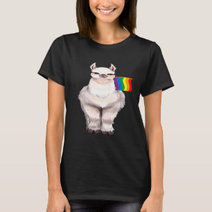 Llama Holding Rainbow Flagga Lesbisk Gay pride HBT T Shirt