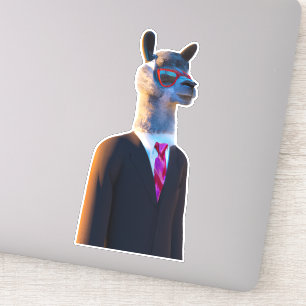 Llama i kostym med söt sunglass-dekal klistermärken