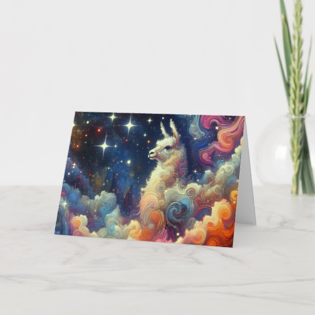Llama i molnen kort (Framsida)