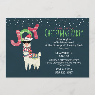 Llama i Santa Hat och Sunglass jul Party Inbjudningar